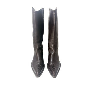 Eddie Bauer Women's Dark Brown Western Riding Boots Tall Black Leather 7.5 M